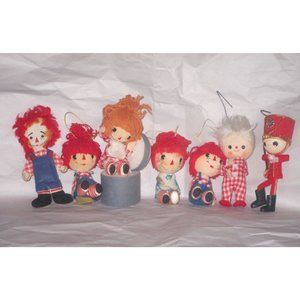 Vintage RAGGEDY ANN & ANDY Band Major Styrofoam yarn cloth Ornaments JAPAN LOT